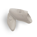 BABOUCHE FEMME EN VELOUR BLANC PERLÉE AVEC BRODERIE MAROCAINE - Panier d'Orient épicerie orientale en ligne